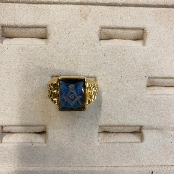 Masonic Freemason Mason ring 18kt yellow gold Unisex Men 7 8 9 10 11 12 13 14 - Picture 4 of 5